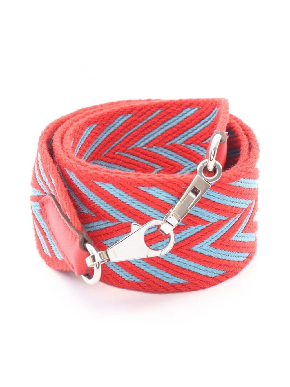 Hermes Shoulder Strap Bandouliere Sangle Zigzag Rouge de Coeur Blue Nord Canvas